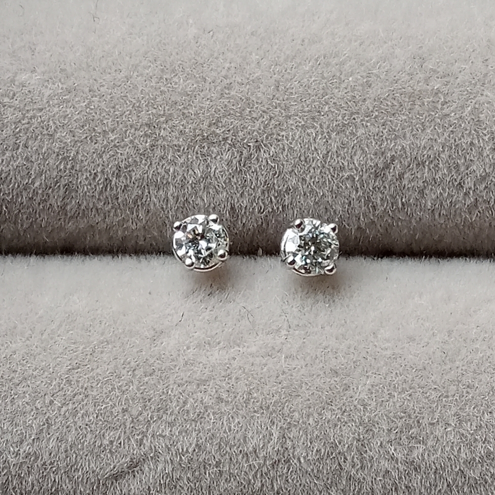 SOLD Solid 14k white gold CZ stud earrings